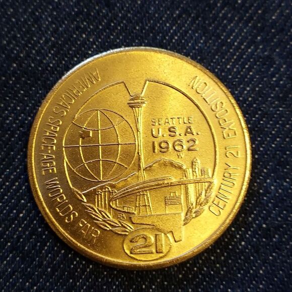 1962 World's Fair Century 21 Exposition One Dollar Coin - Picture 9 of 10